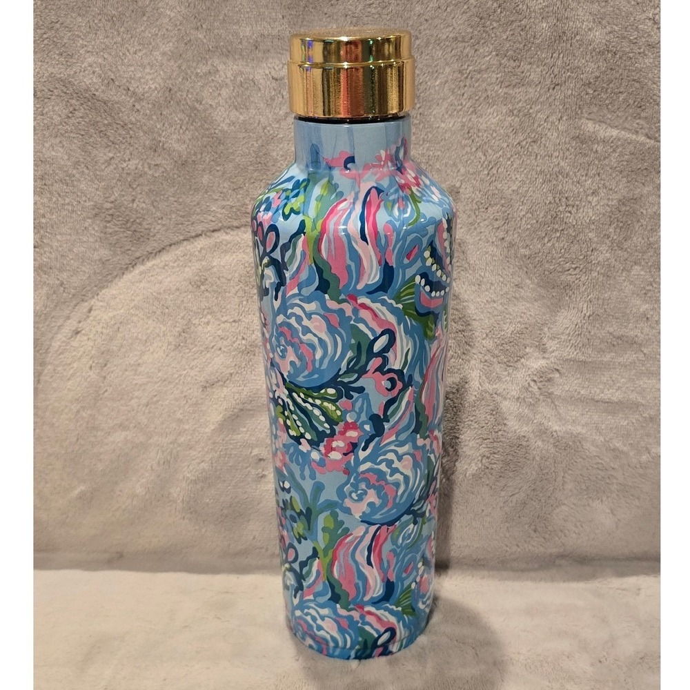 Lilly Pulitzer Drinking Stainless Steel Canteen Aqua La Vista 25 OZ Tumbler